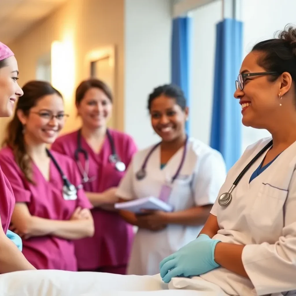 Celebration of a nurse receiving the DAISY Award at Newberry Health Hospital.