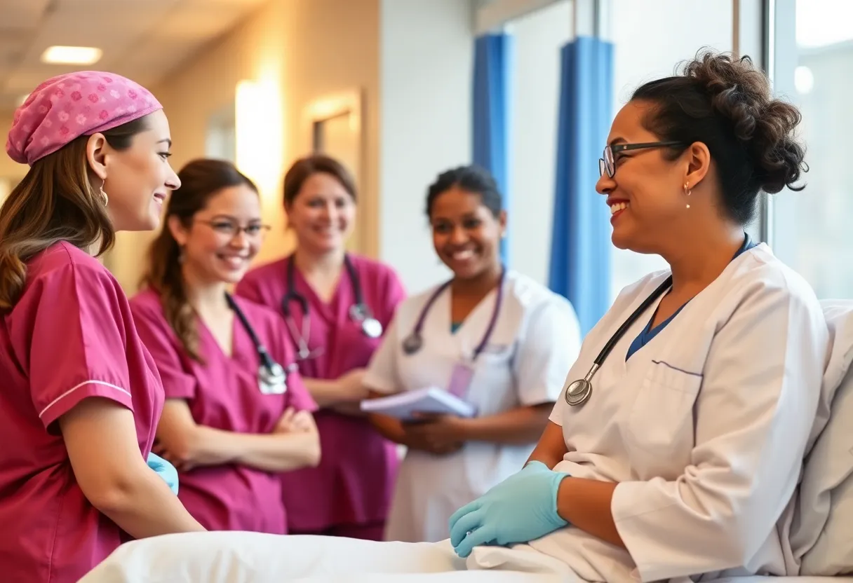 Celebration of a nurse receiving the DAISY Award at Newberry Health Hospital.