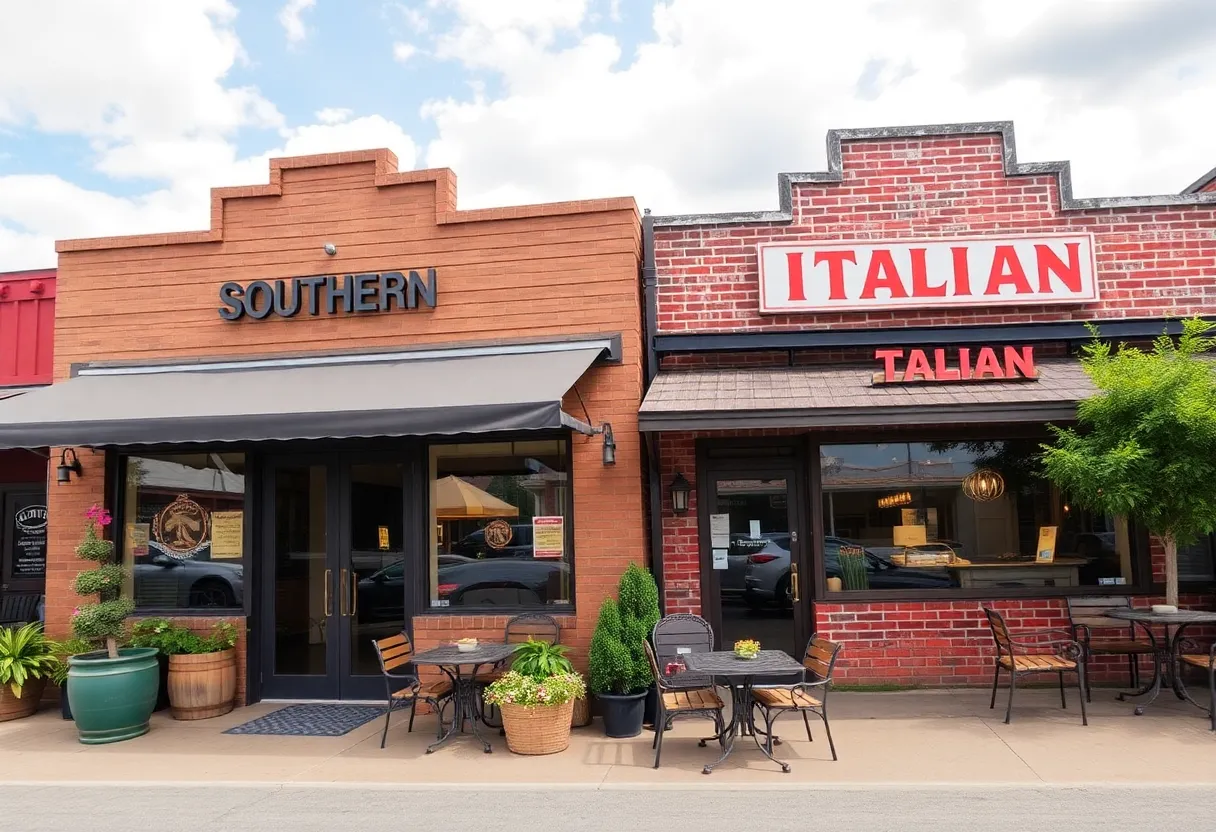 Exterior view of Maverick Biscuit and Travinia Italian Kitchen in Fountain Inn