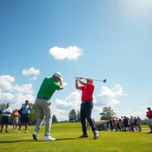 Golfer taking a swing during the Newberry Rotary Golf Tournament