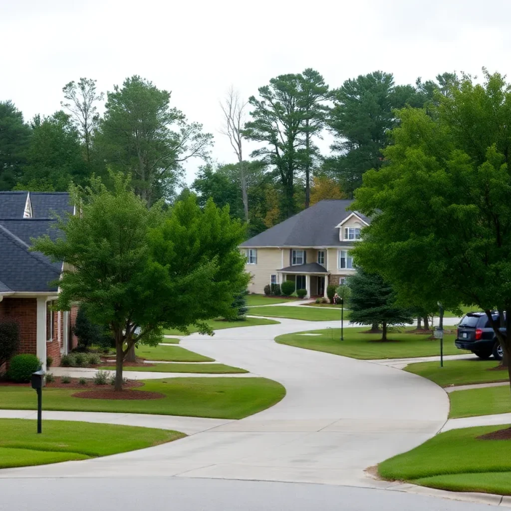 Quiet street in Greer SC with beautiful homes