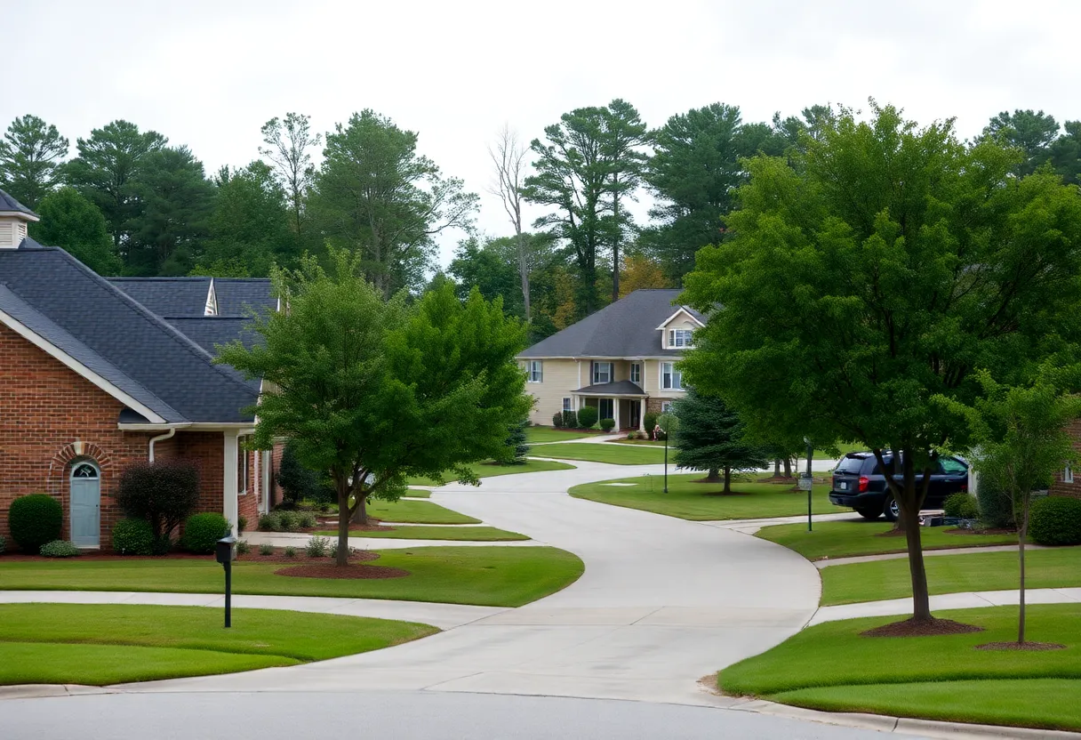 Quiet street in Greer SC with beautiful homes