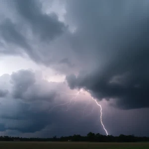 A dark, stormy sky signaling severe thunderstorms over South Carolina.