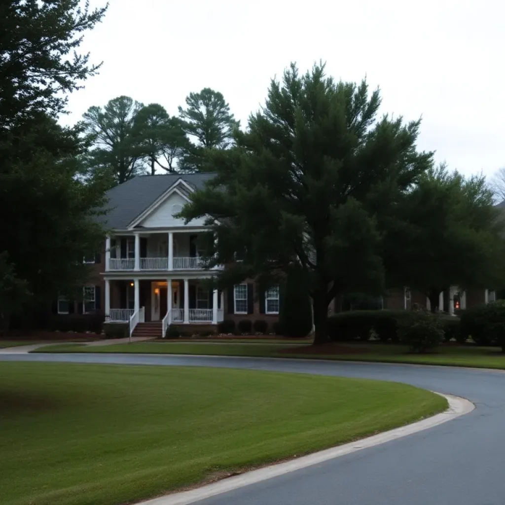 A suburban home in Spartanburg County, hinting at a tragic incident.