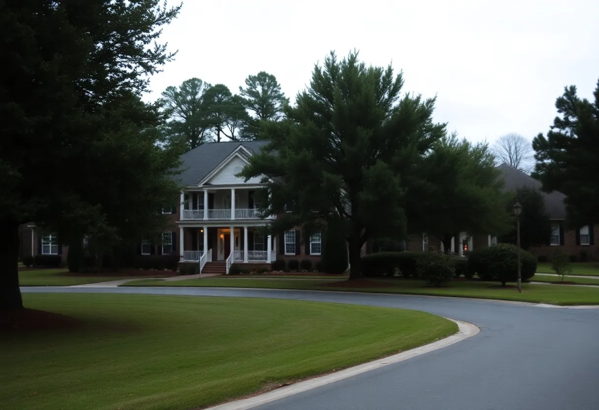 A suburban home in Spartanburg County, hinting at a tragic incident.