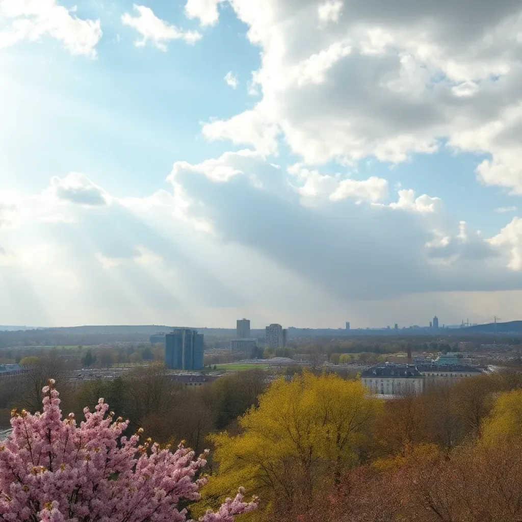 Spring weather landscape in Colorado City with clouds and sunshine