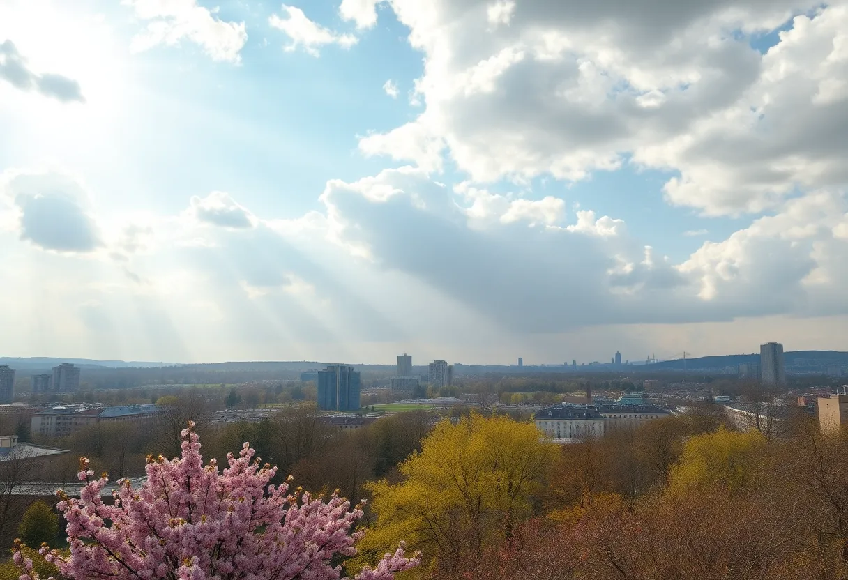 Spring weather landscape in Colorado City with clouds and sunshine