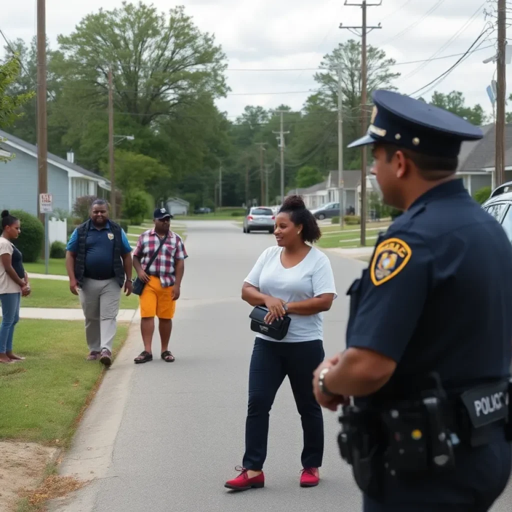 Police officers monitoring a neighborhood in Clinton SC
