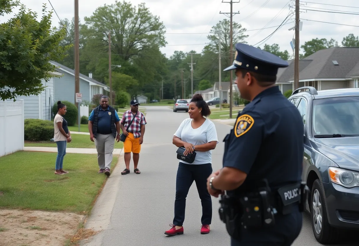 Police officers monitoring a neighborhood in Clinton SC