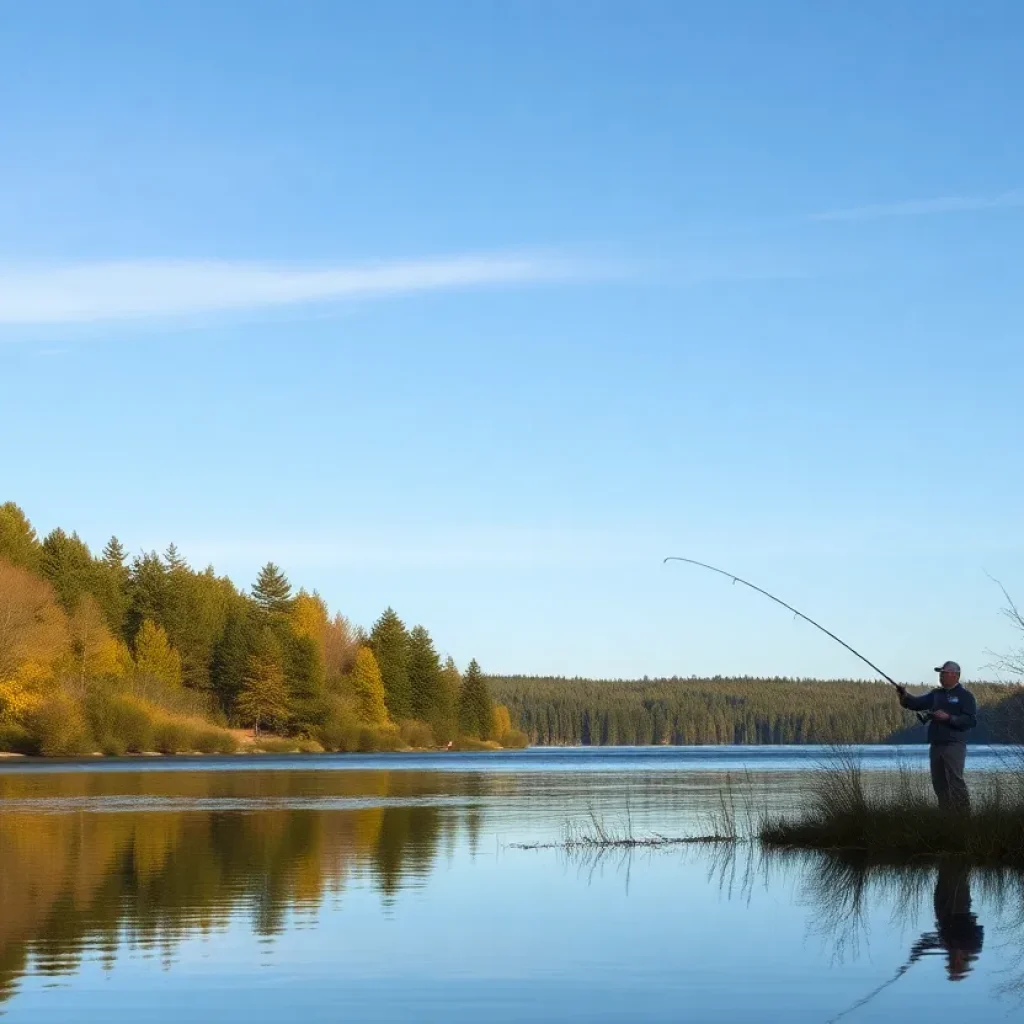 A peaceful fishing scene symbolizing reflection and remembrance