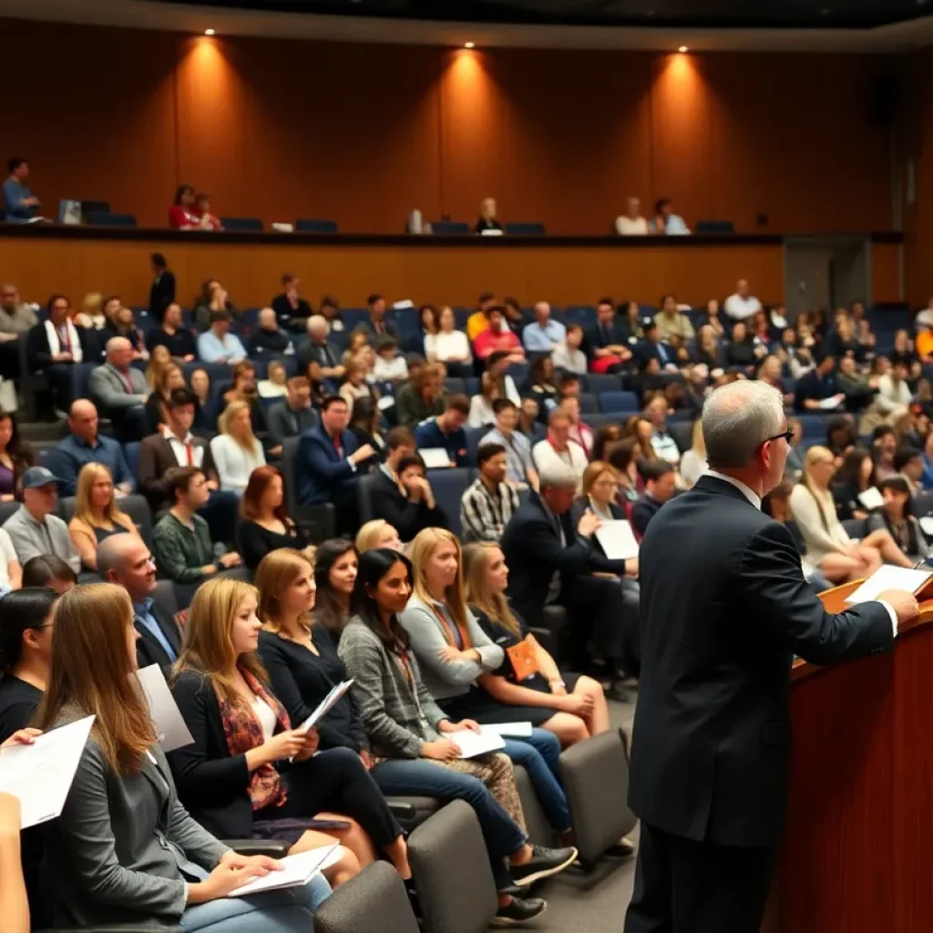 University auditorium during Honors Day Convocation celebrating academic achievements