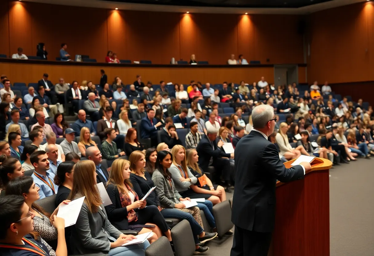 University auditorium during Honors Day Convocation celebrating academic achievements