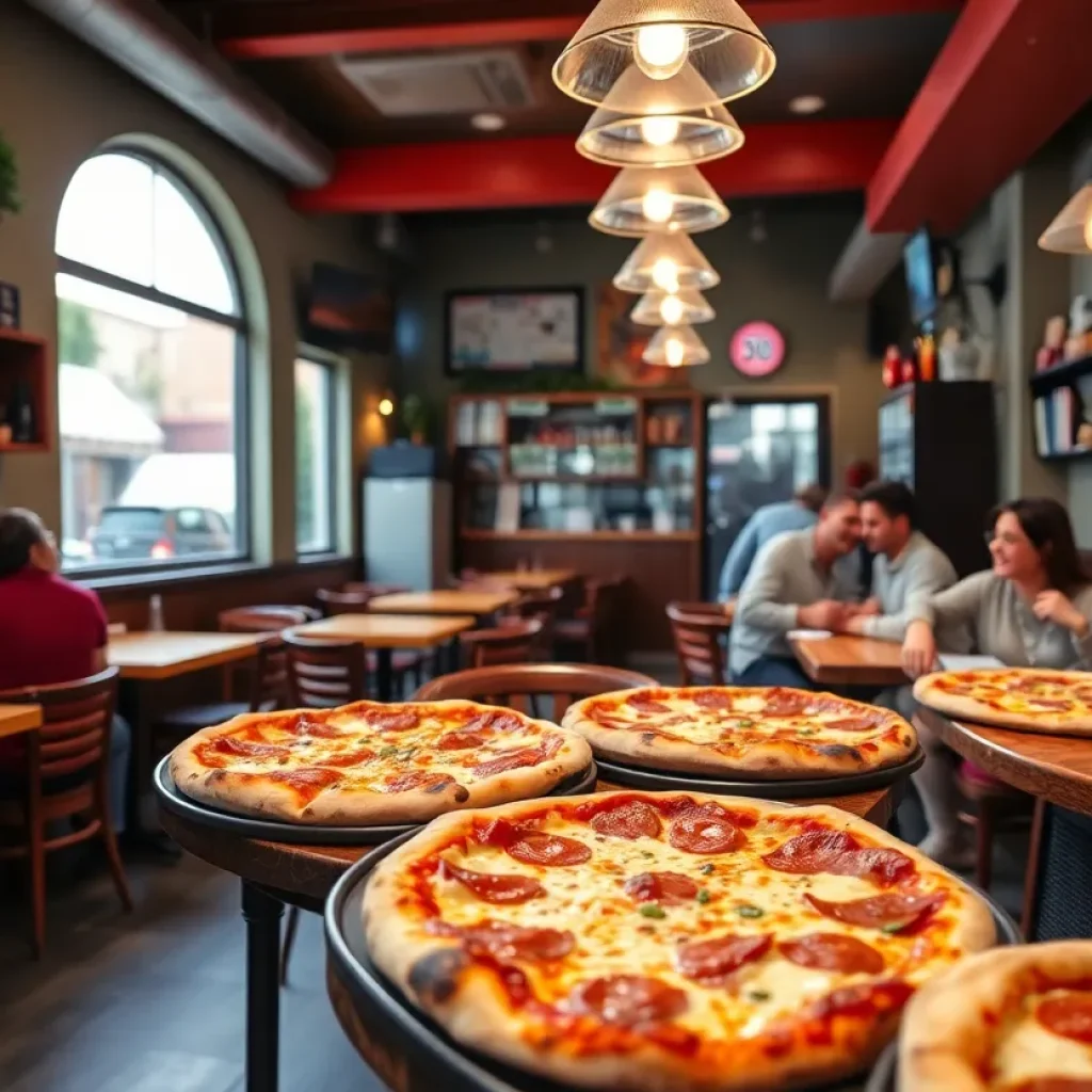 Interior of House of Pizza with customers enjoying their meals