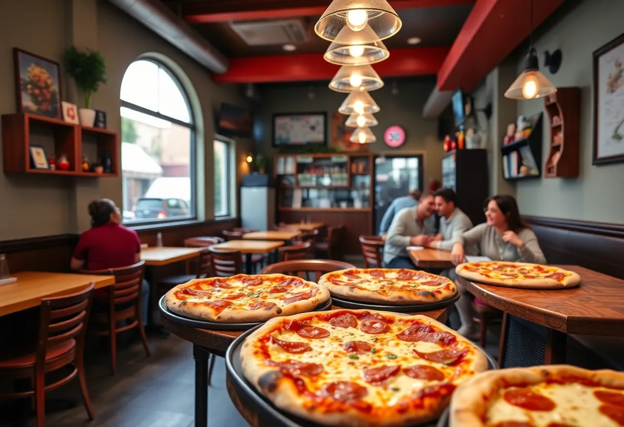 Interior of House of Pizza with customers enjoying their meals