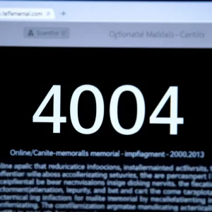 Screenshot of Legacy.com displaying a 404 error message