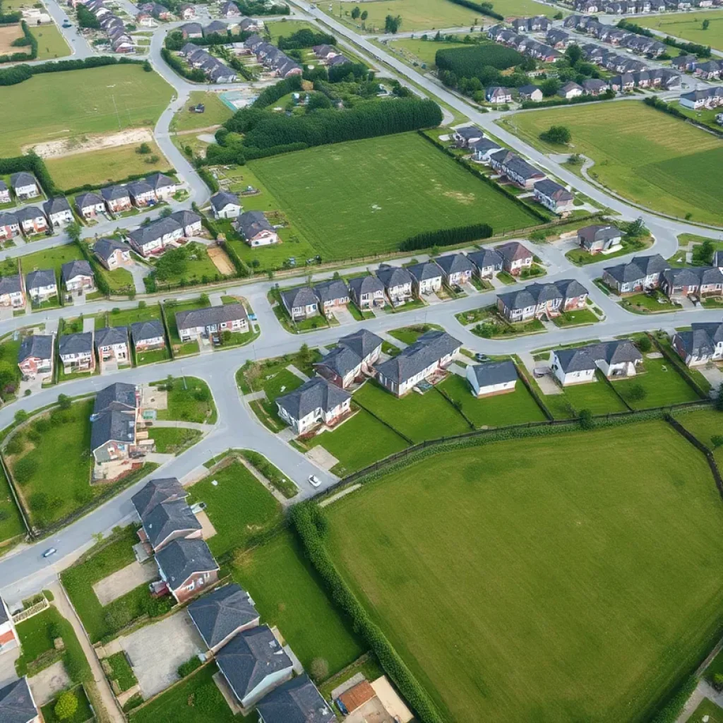 Aerial view of the new residential subdivisions under development in Clinton