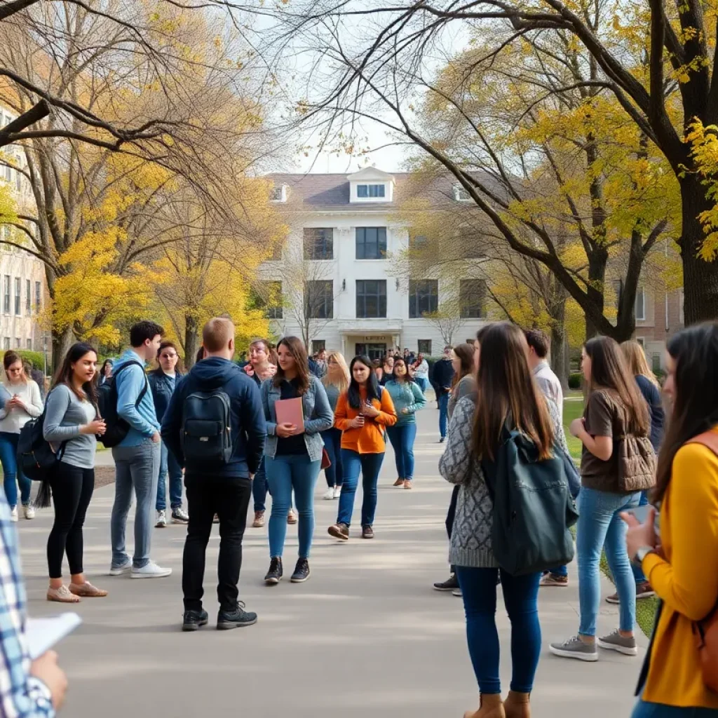 Students at Newberry College discussing and collaborating in a welcoming campus environment.