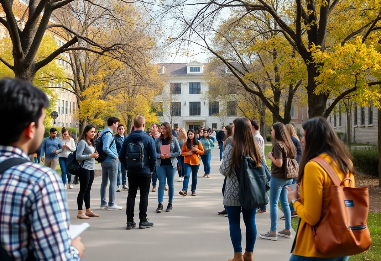 Students at Newberry College discussing and collaborating in a welcoming campus environment.