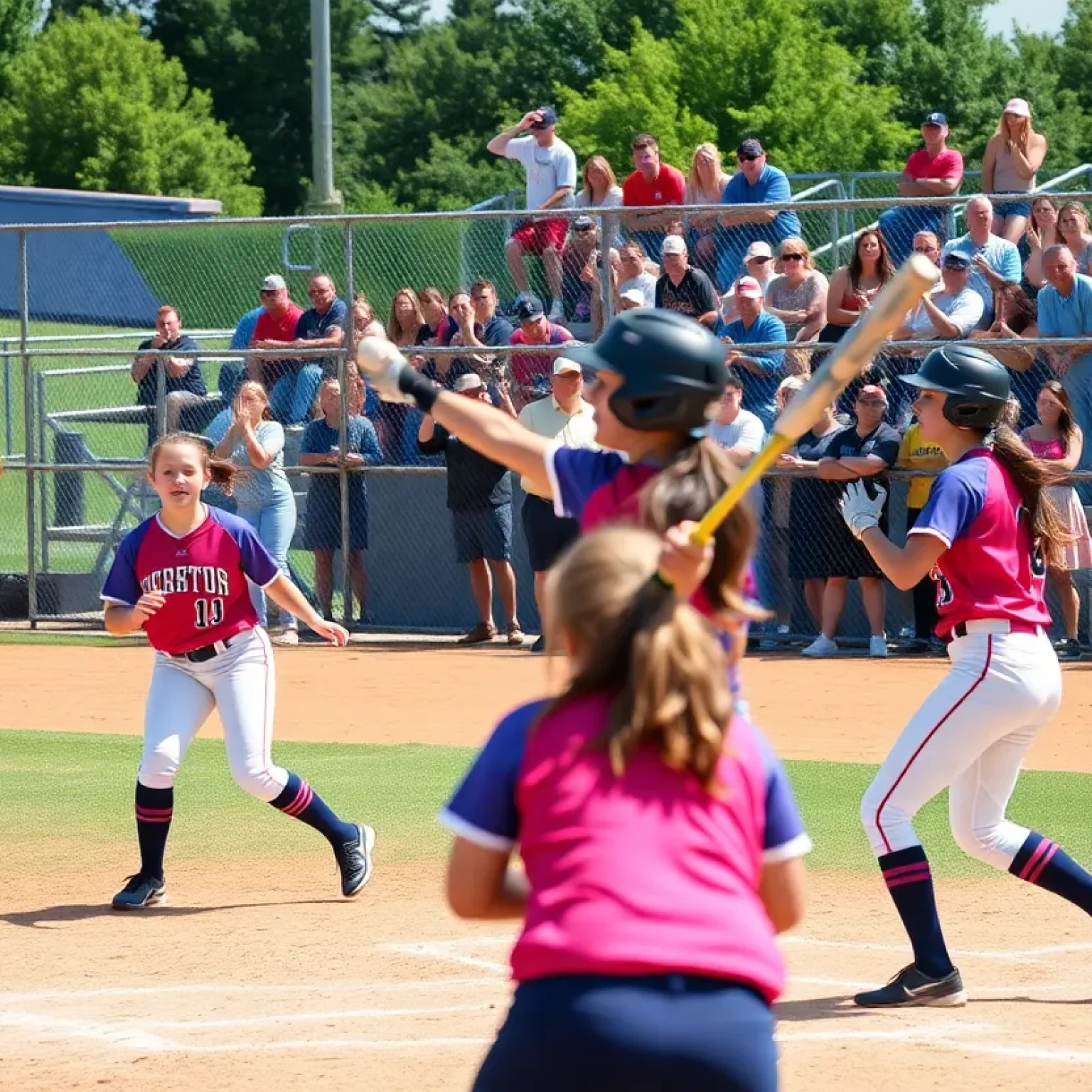 North Central High School softball team celebrating victory on the field