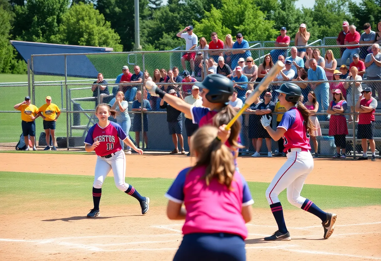 North Central High School softball team celebrating victory on the field