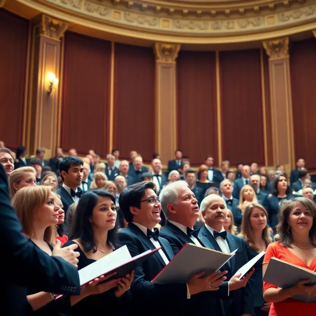 Choral performance at Carnegie Hall featuring diverse singers.