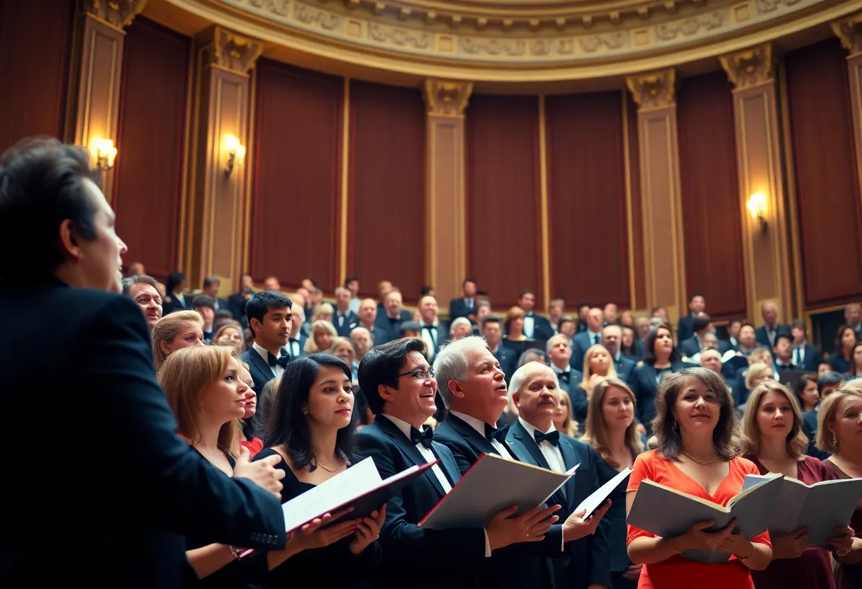 Choral performance at Carnegie Hall featuring diverse singers.