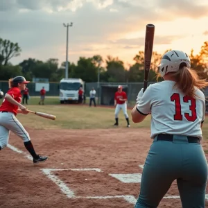 Players from Radford Highlanders competing in a softball game