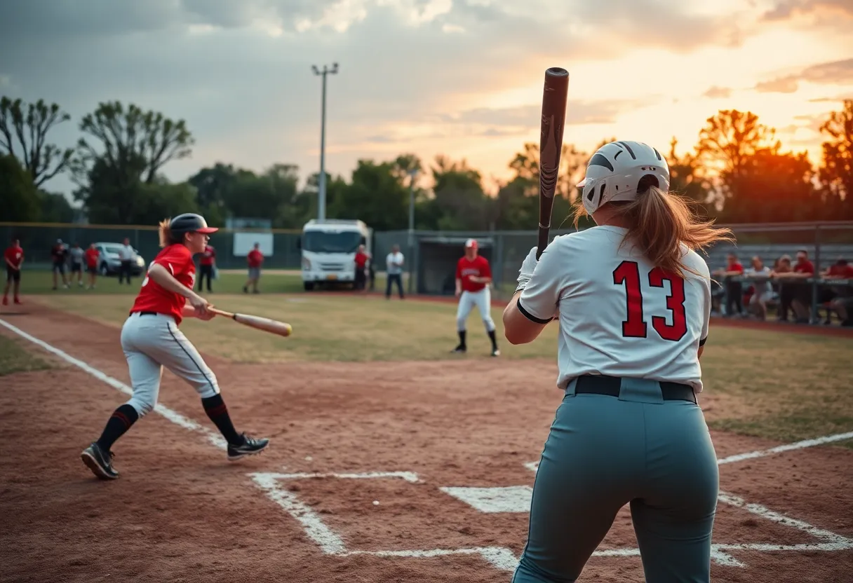 Players from Radford Highlanders competing in a softball game