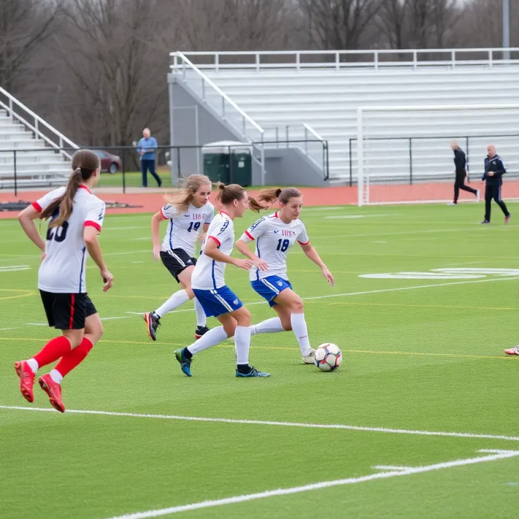 Saluda High School soccer players in action during a match