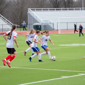 Saluda High School soccer players in action during a match