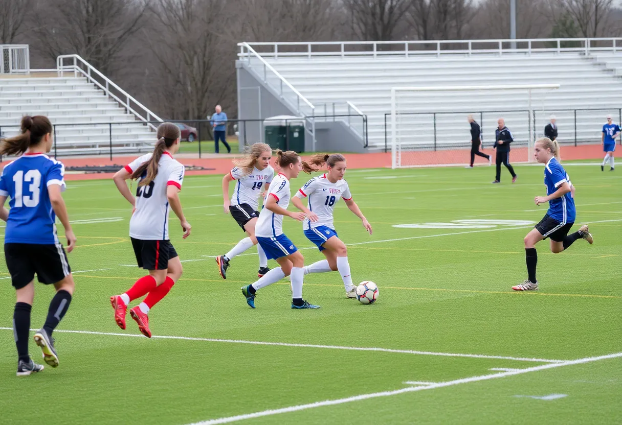 Saluda High School soccer players in action during a match