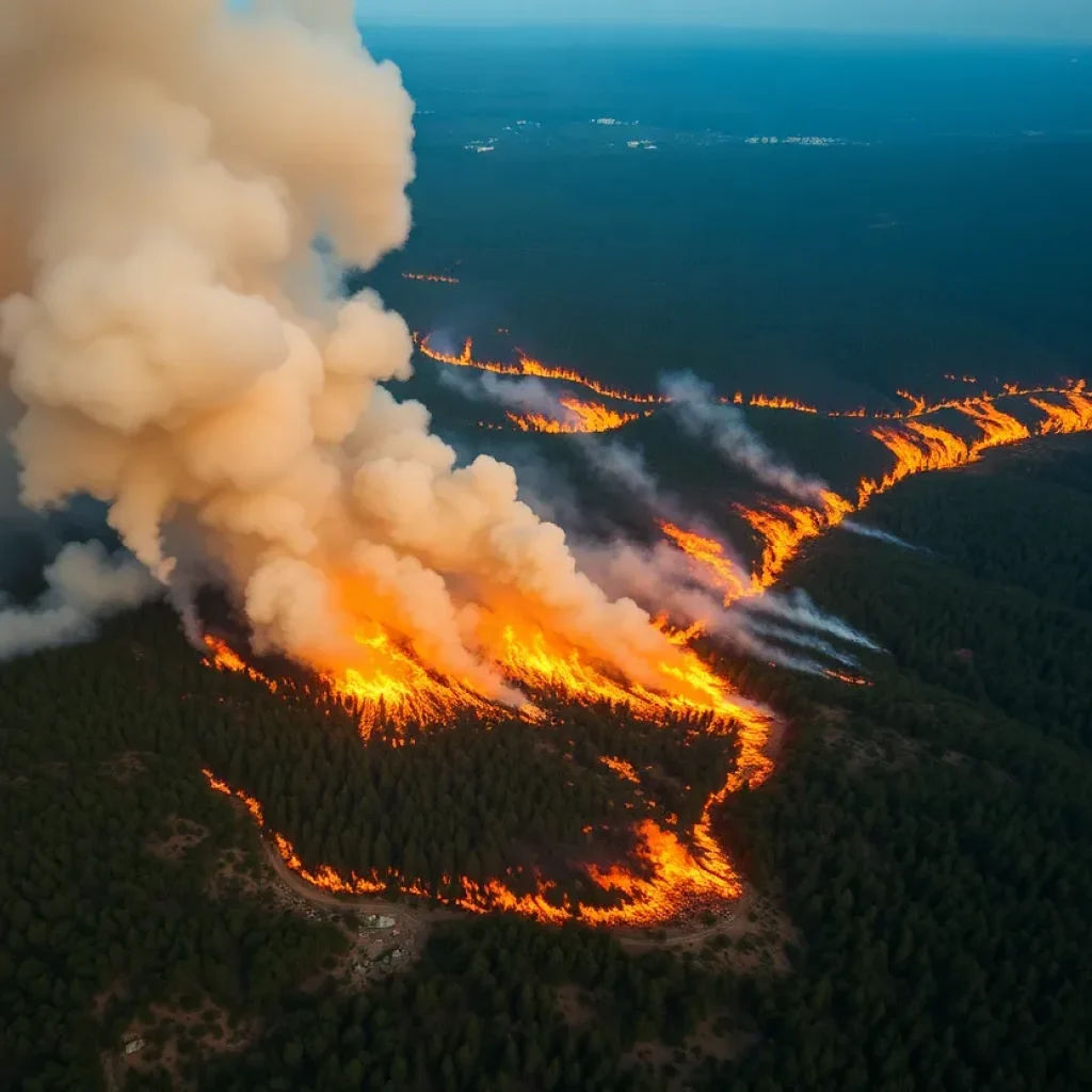 South Carolina Wildfires Aerial View