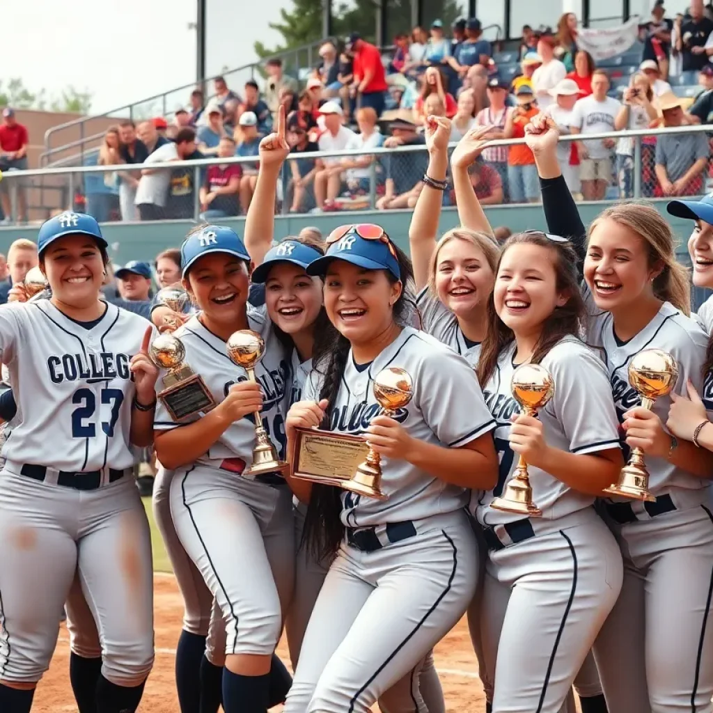 USC Upstate softball team celebrating their championship victory