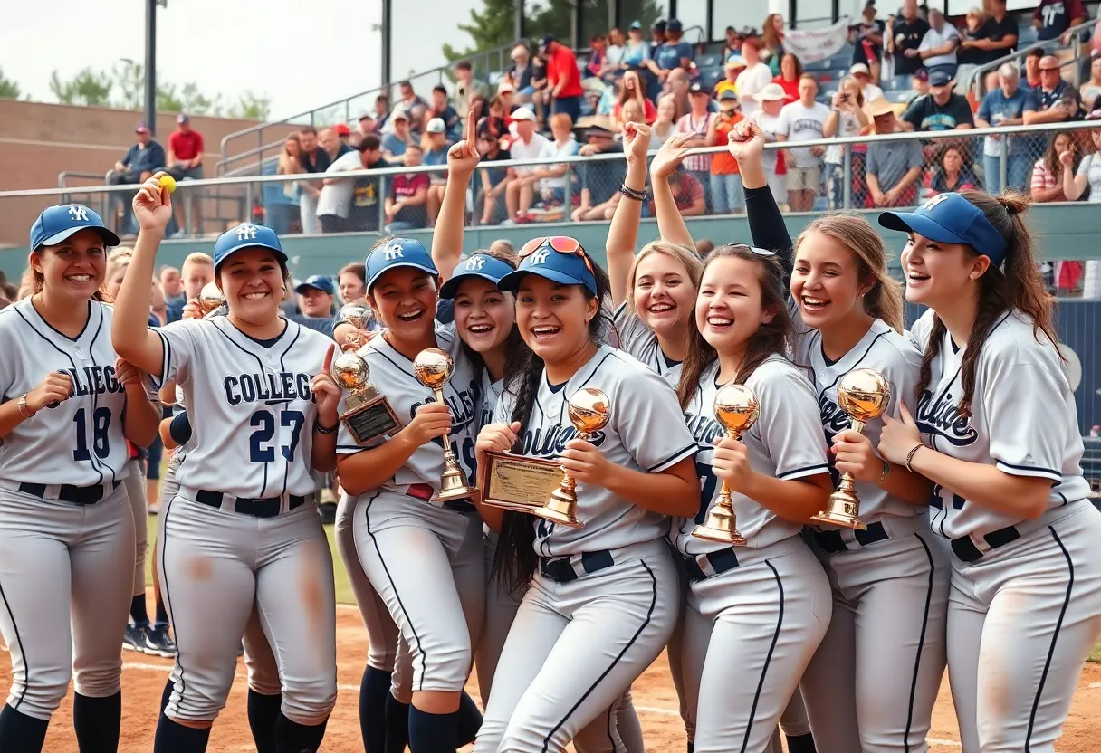 USC Upstate softball team celebrating their championship victory