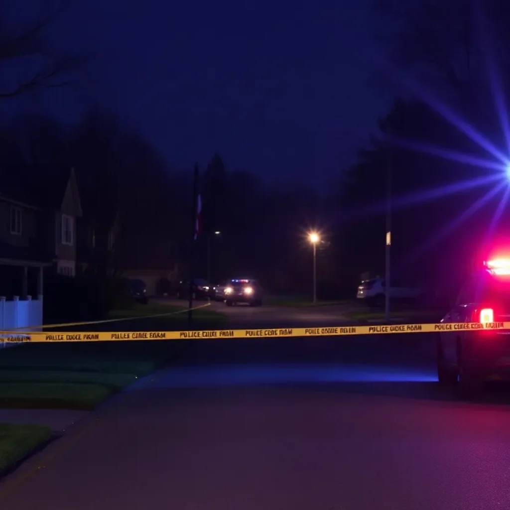 Police lights in a suburban neighborhood in Clinton following a shooting.