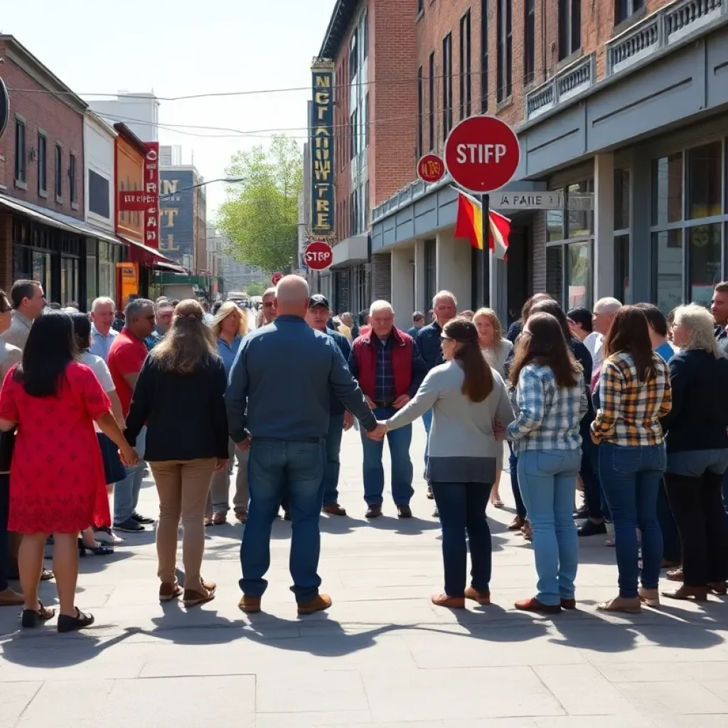 Residents supporting each other after a fire in downtown Clinton SC.