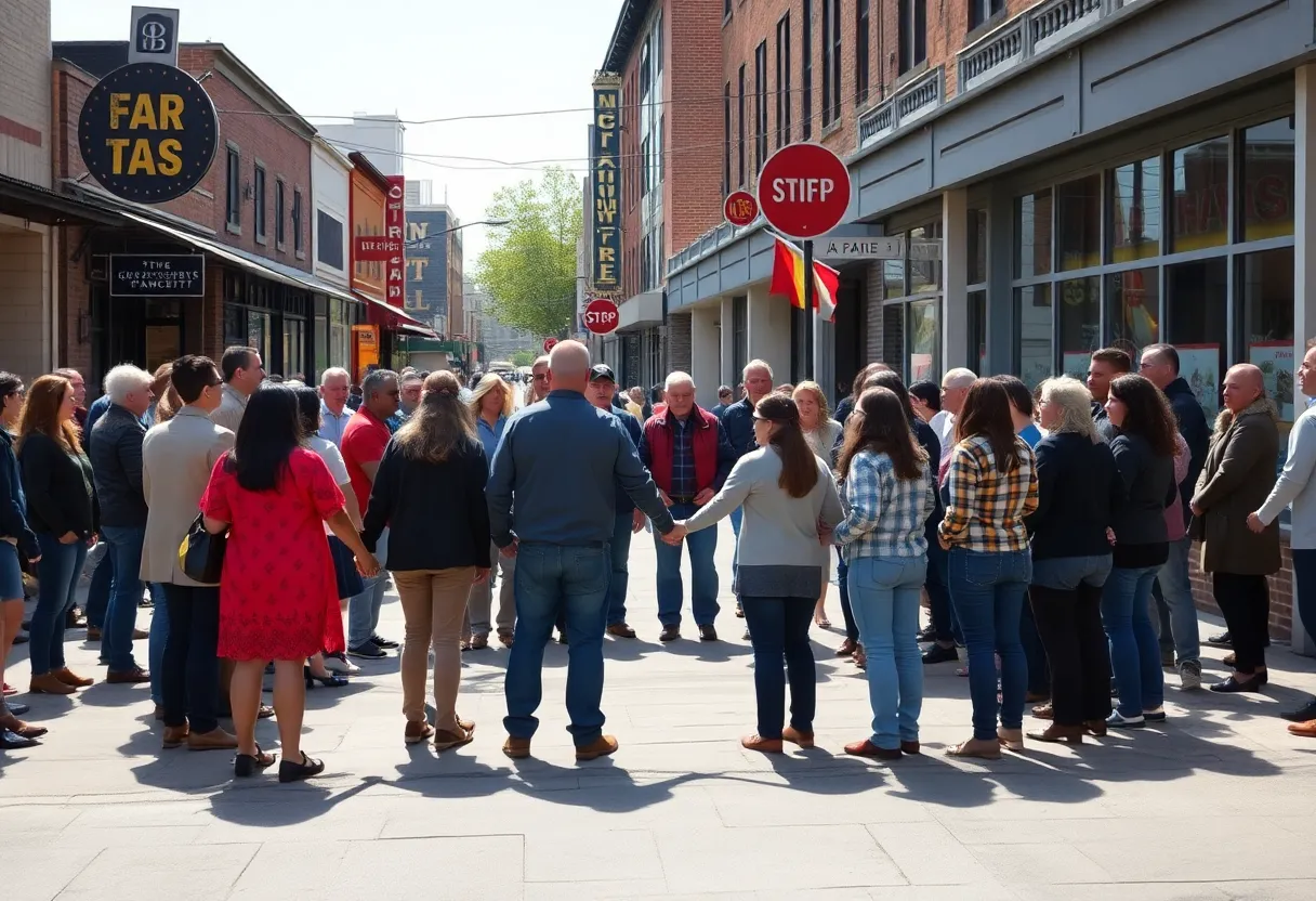 Residents supporting each other after a fire in downtown Clinton SC.