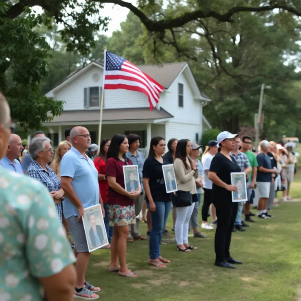 Community members in Clinton SC showing support for missing individuals.