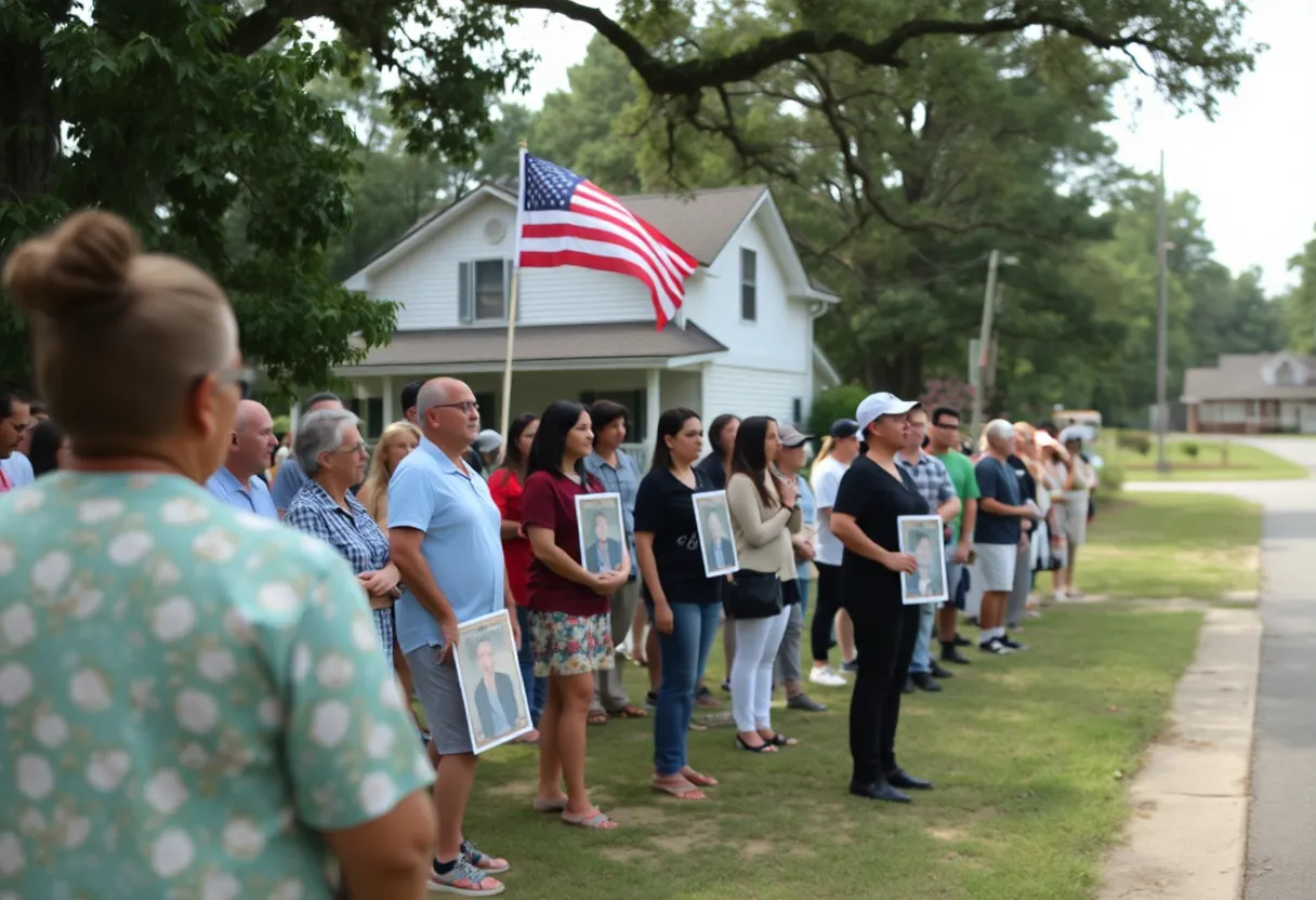 Community members in Clinton SC showing support for missing individuals.