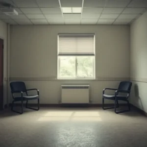An empty nursing home room symbolizing elder neglect