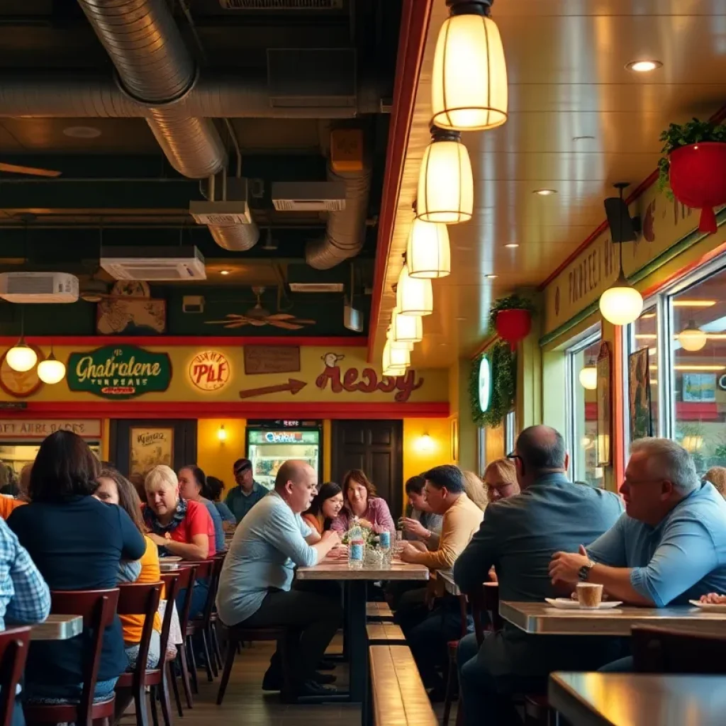 Interior view of Famous Mike's diner with patrons enjoying their meals.
