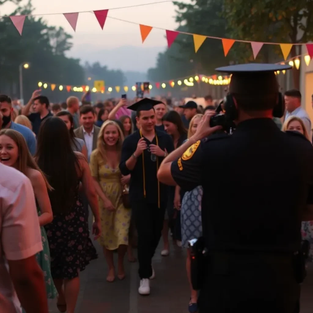 Scene of chaos at a graduation party with police presence