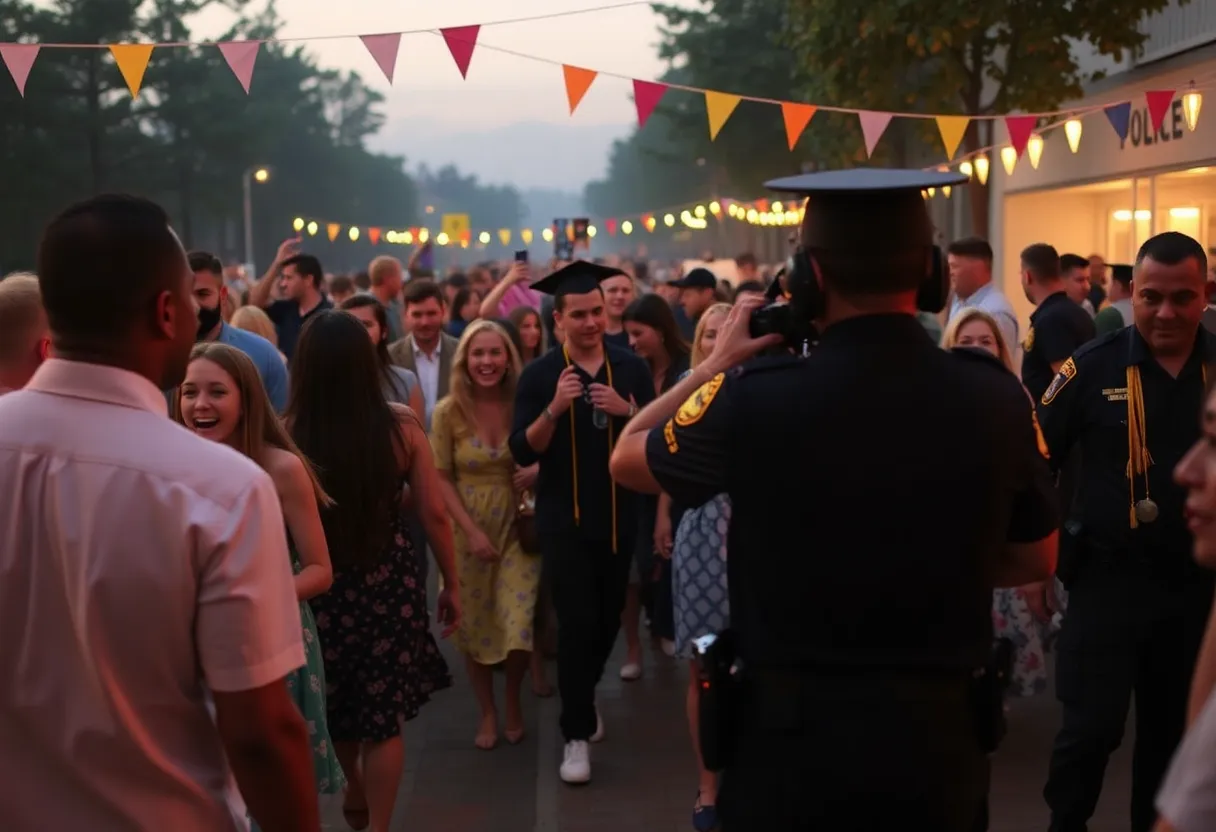 Scene of chaos at a graduation party with police presence