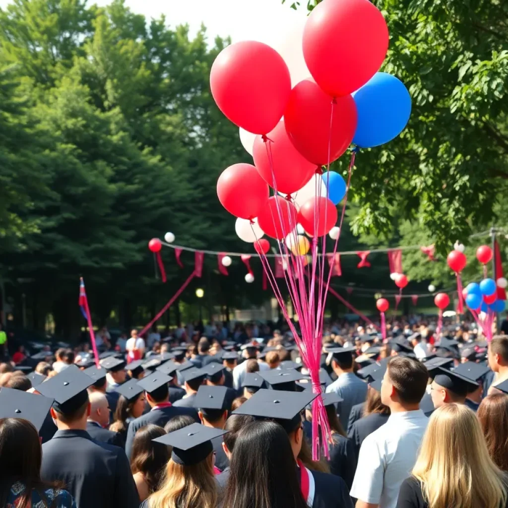 Scene of a graduation party with police presence after a shooting.