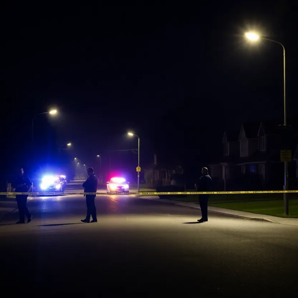 Police lights at a crime scene in Greenville