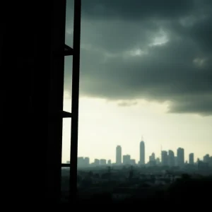 A dark jail cell with shadows representing mystery and tragedy