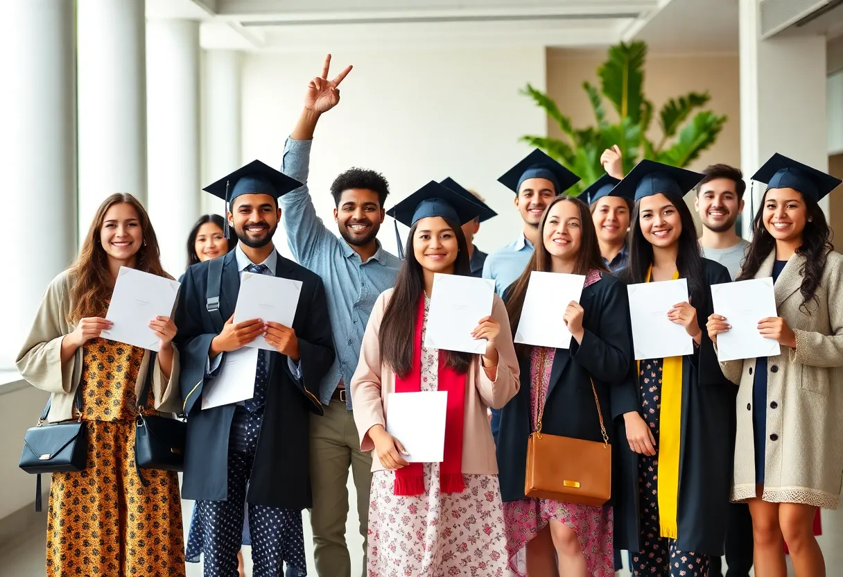 Students celebrating their academic success at Lander University