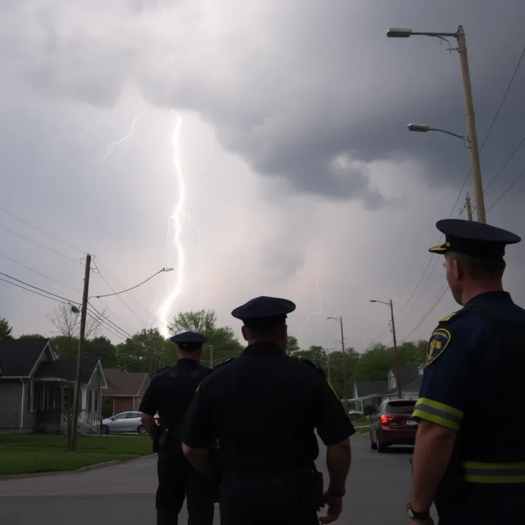 Storm clouds over Laurens County with police vehicles