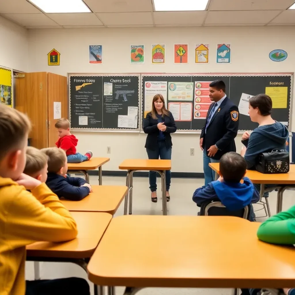 Classroom discussing firearm safety education.