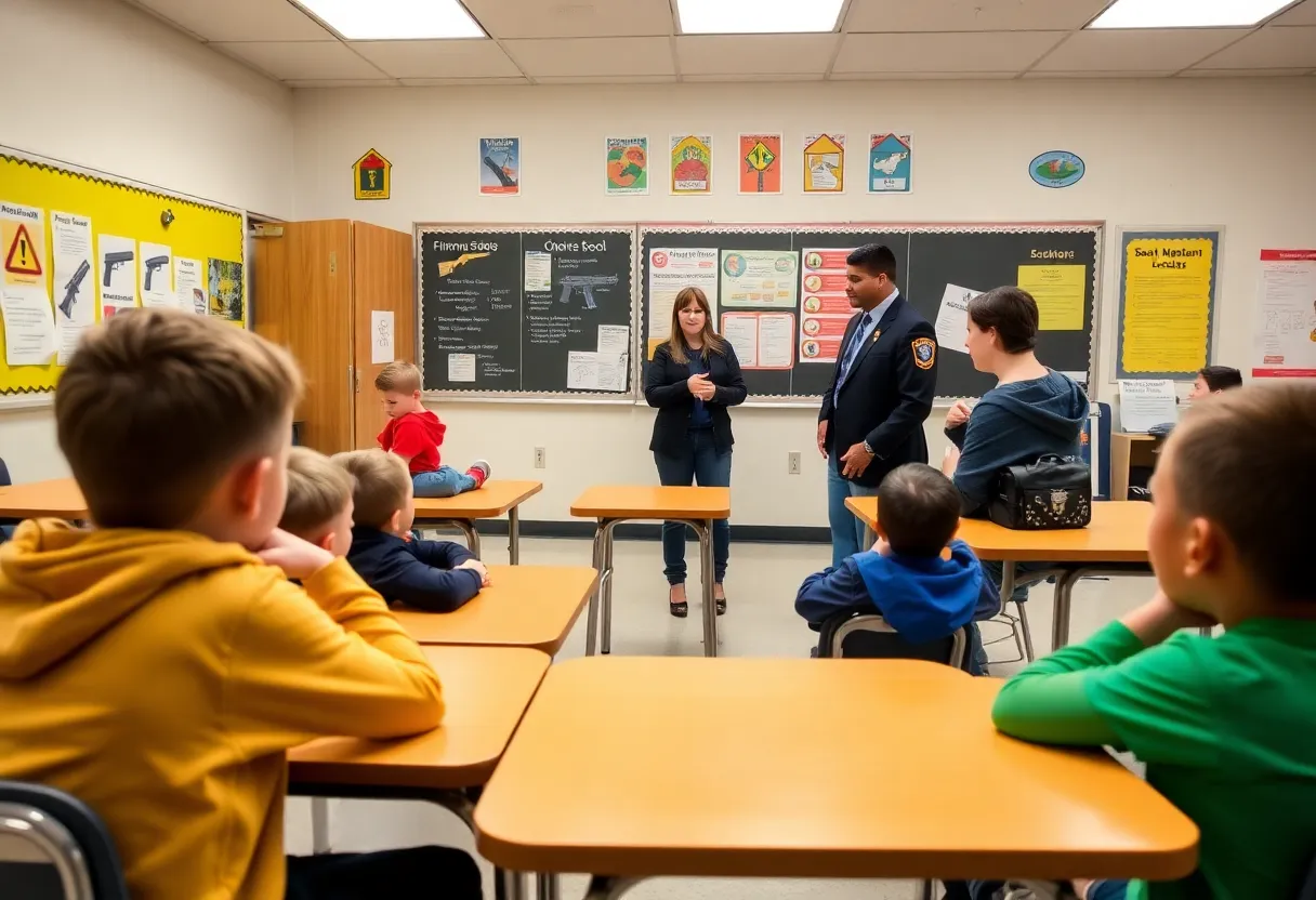 Classroom discussing firearm safety education.